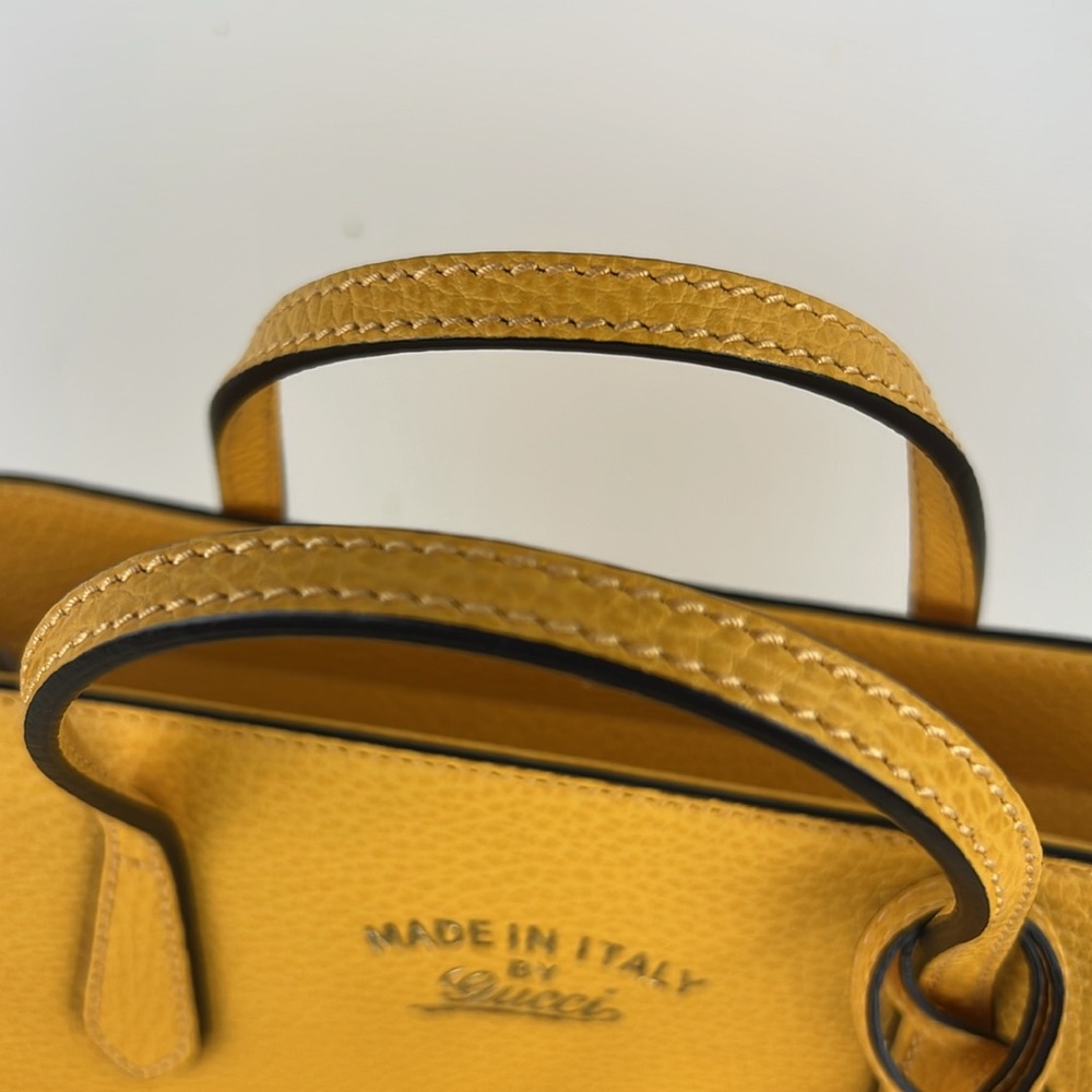 Gucci Yellow Leather Mini Swing Tote Bag ✅COA Included - Picture 10 of 16